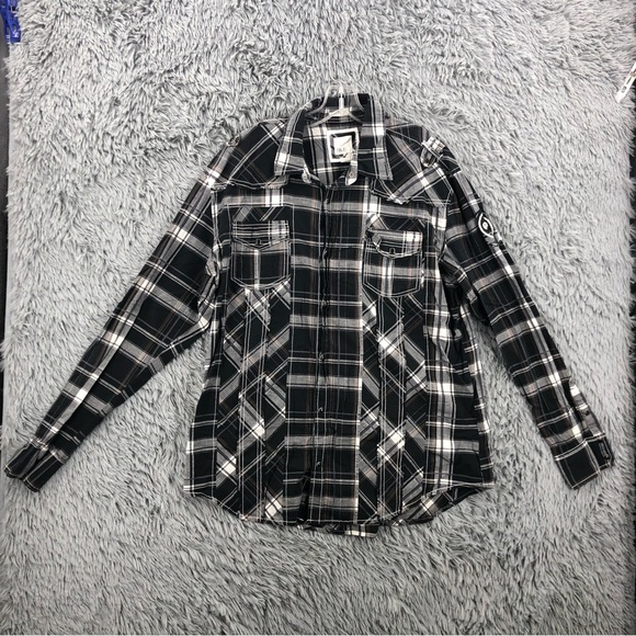 BKE Buckle Athletic Fit Shirt Stretch Pearl Snap Men’s XL Plaid Long Sleeve - Picture 1 of 11